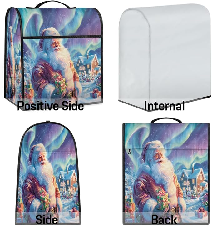 cfpolar Kitchen Aid Mixer Cover Compatible with 6-8 Quarts Christmas Gift Santa Claus Stand Mixer Cover Kitchen Aid Mixers Accessories Appliance Organizer Bag Dust Covers with Zipper Pocket