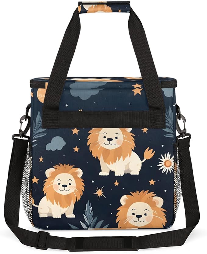 Cartoon Lion Coffee Maker Carrying Bag Cute Lion Travel Storage Bag Compatible with K-Mini or K-Mini Plus Single Serve Coffee Brewer Carrying Case with Multiple Pockets &amp Shoulder Strap