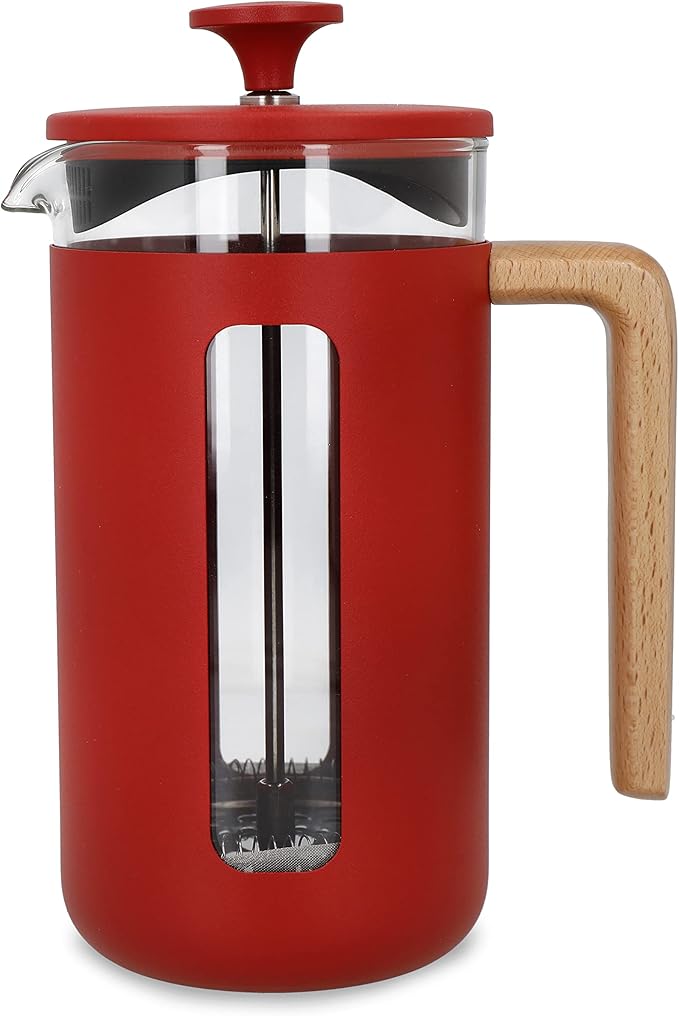 La Cafetière Pisa Stainless Steel Cafetière Eight Cup Red Gift Boxed