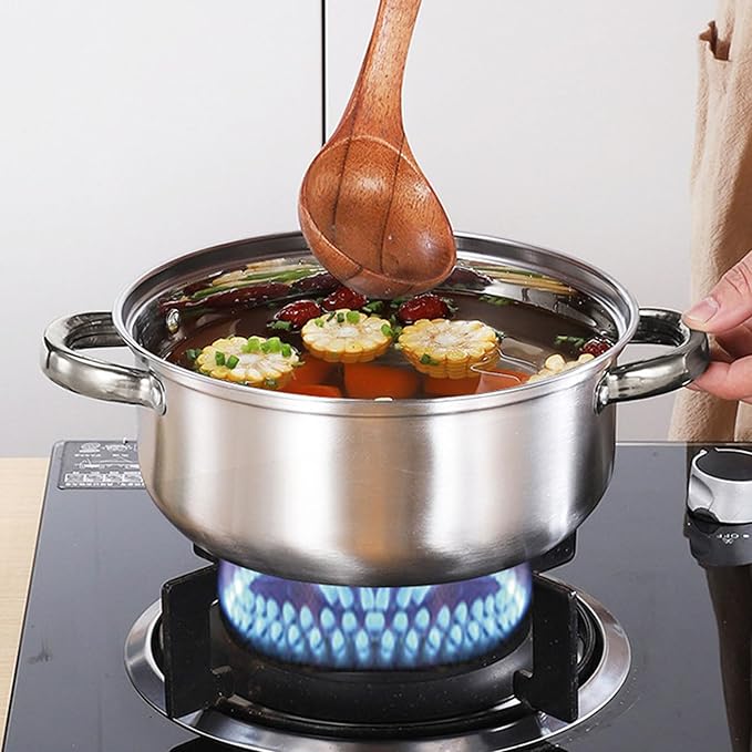 Stainless Steel Cookware Set 7 Piece Non Stick Stainless Steel Pots and Pans Set Space Saving Design Induction Kitchen Cookware Sets Works with Electric and Gas Cooktops