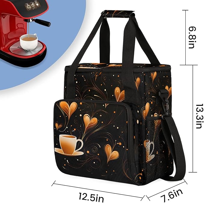 Coffee Maker Travel Bag Compatible with Keurig K-Mini or K-Mini Plus Single Serve Coffee Brewer Carrying Case with Multiple Pockets for K-Cup Pods Storage Bag With Shoulder Strap(Bag Only)