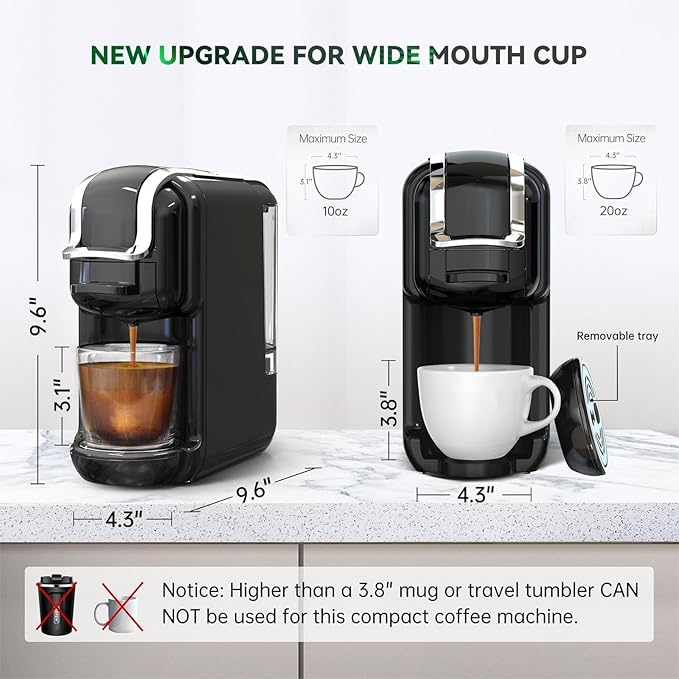 Multi-Capsule Coffee Maker Hot/Cold Coffee Maker Milk ESE Pod Ground Coffee Cafeteria 19 Bar 5 in 1 (Color : H2B M1A WH Size : CHINA_US)