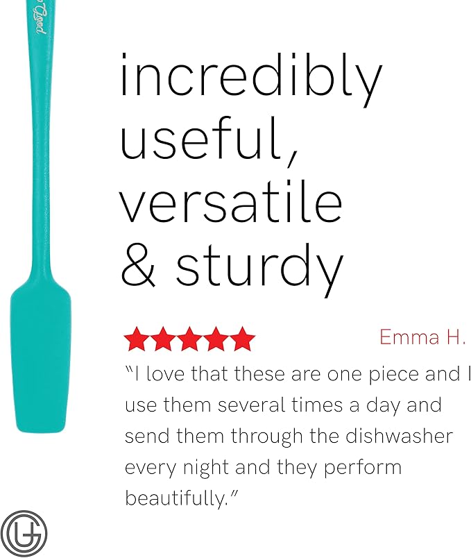 UpGood Silicone Spatula Set 600°F - High Heat Resistant Nonstick Small and Large Kitchen Spatulas - Flexible BPA Free Professional Grade Cookware - Utensils for Cooking Baking Mixing(4 Pcs Teal)