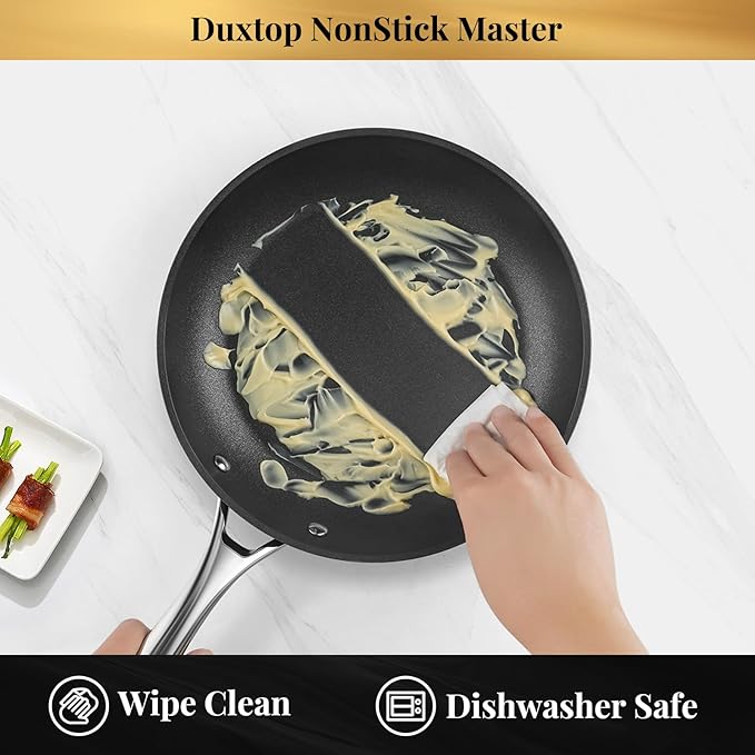 Duxtop Hard-Anodized Nonstick Cookware Set 10 PCS Anti-Scratch Pots and Pans Set Aluminum Kitchen Induction Cookware PFAS-Free Oven Safe to 500 °F Dishwasher Safe Black