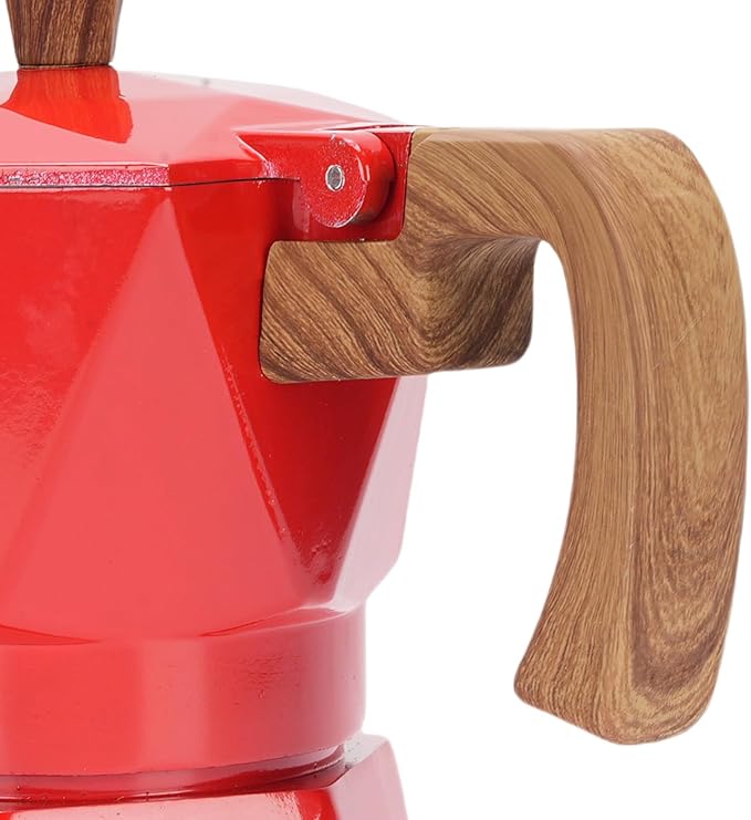 ZJchao Italian Coffee Maker Premium Anodized Aluminum Stovetop Coffee Pot Dual Valve Brewing Rich For Home Camping 2 Cup 16x16cm (Red)