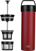 ESPRO P0 Ultralight French Press Coffee Maker for Travel Vacuum Insulated Stainless Steel 16 Ounces Cranberry