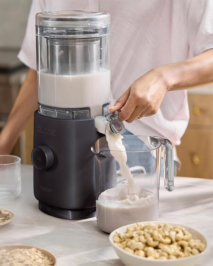 Nama M1 Plant Milk Maker – Homemade Oat Seed &amp Nut Milk Maker Machine – Smooth Creamy Texture Barista Quality Milk in Minutes – Blends &amp Strains in One Container – Easy to Clean