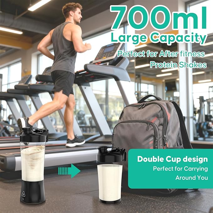 Portable Smoothie BlenderCordless Blender Bottle Electric24oz. VesselUSB-C Rechargeable portable juicer Electric Protein Shaker Bottles with Leakproof Lid Ideal for Shakes and Frozen Drinks