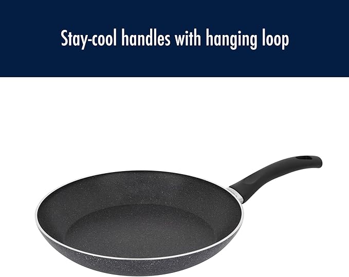 Henckels Everlift Granite 10-Piece Nonstick cookware set Made in Italy durable 3-layer granite-hued nonstick coating from recycled materials Oven safe to 400°F Dishwasher safe