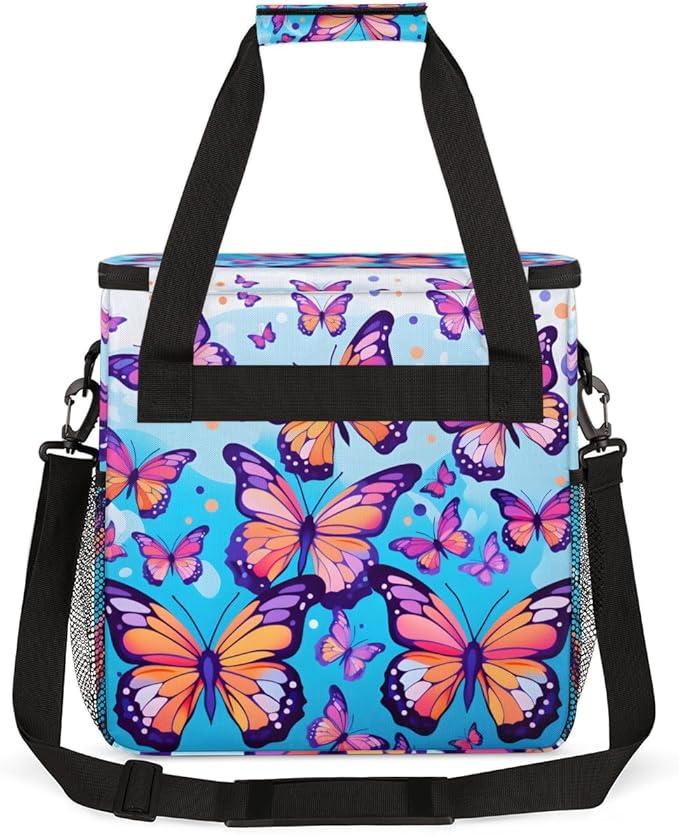 Abstract Butterfly Coffee Maker Carrying Bag Portable Travel Storage Tote Bag Compatible with K-Mini or K-Mini Plus Single Serve Coffee Brewer Carrying Case with Multiple Pockets &amp Shoulder Stra