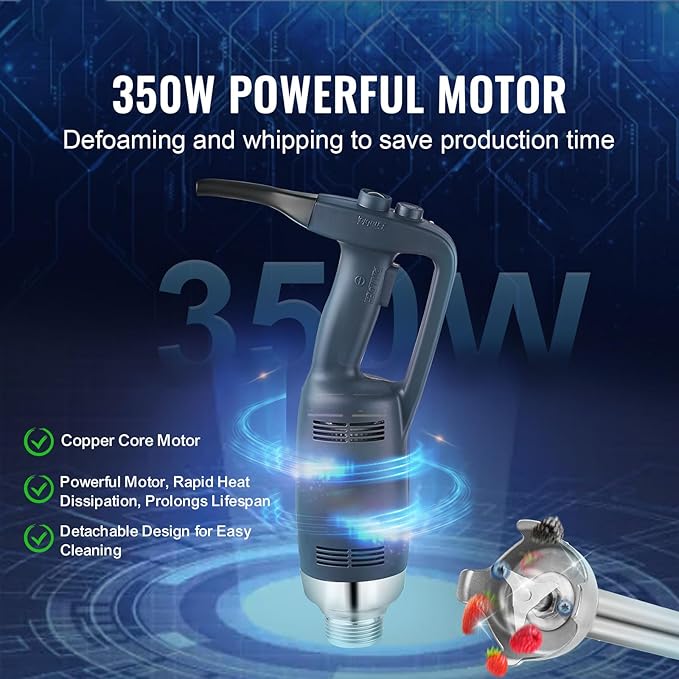 Happybuy Commercial Immersion Blender 350W Heavy-Duty Hand Mixer 20-inch Stepless Variable Speed Mixer with Stainless Steel Blade Versatile Portable Mixer for Soup Sauces