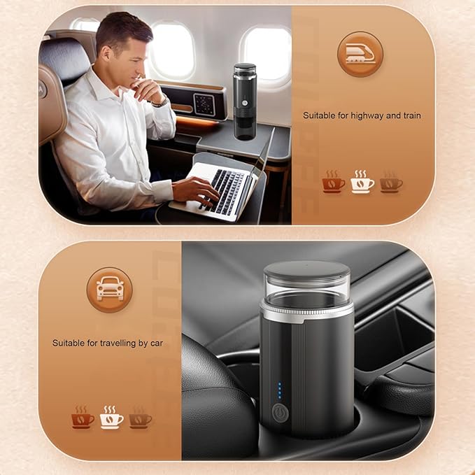 Portable Coffee Machine 170ml Cordless Electric Coffee Maker with 1200mAh Battery for Ground and Capsules Travel Camping Office