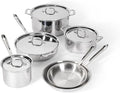 All-Clad D3 3-Ply Stainless Steel Cookware Set 10 Piece Induction Oven Broiler Safe 600F Kitchen Cooking Set w/ Frying Pans Saucepans Saute Pan Stockpot and Soup Pot Pots and Pans Silver