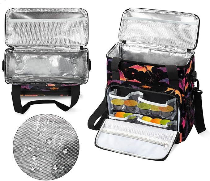 Gothic Bat Coffee Maker Carrying Bag Magic Bat Portable Travel Storage Tote Bag Compatible with K-Mini or K-Mini Plus Single Serve Coffee Brewer Carrying Case with Multiple Pockets &amp Shoulder St