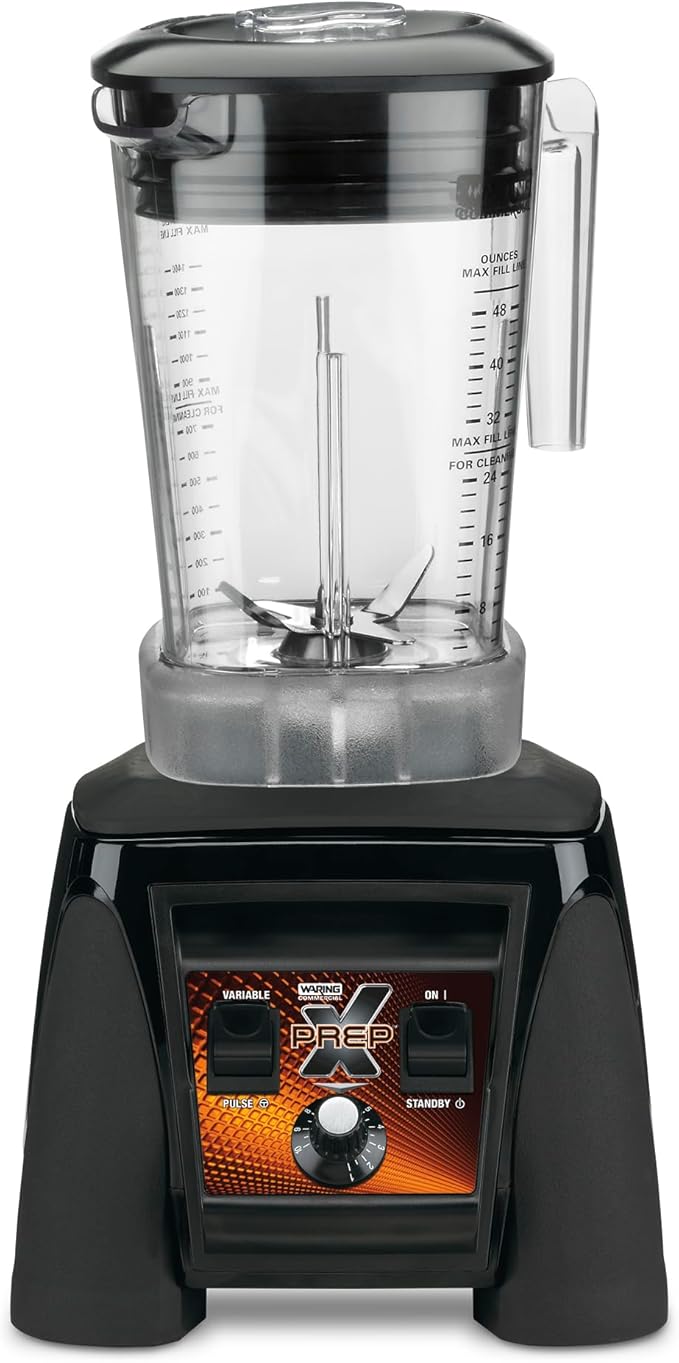 Waring Commercial MX1200XTXP 3.5 HP Blender with Variable Speed Dial Controls and 48 oz. BPA Free Copolyester Container 120V 5-15 Phase PlugBlack