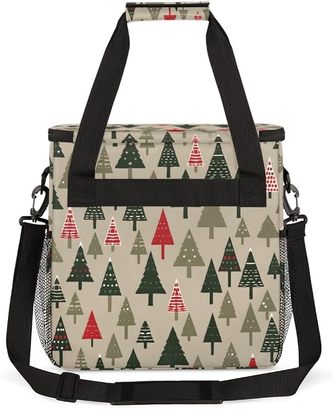 Modern Christmas Tree Coffee Maker Carrying Bag Portable Travel Storage Tote Bag Compatible with K-Mini or K-Mini Plus Single Serve Coffee Brewer Carrying Case with Multiple Pockets &amp Shoulder S