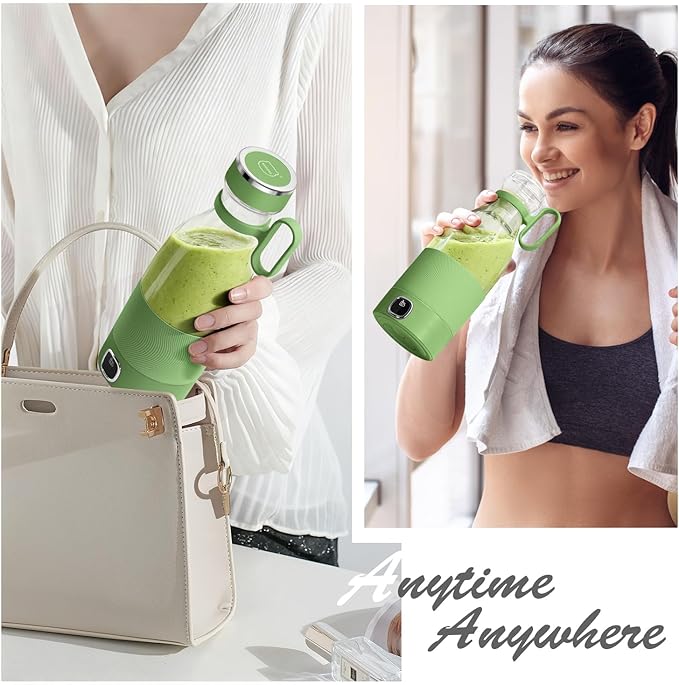 MIAOKE Portable Blender 6 Blades Juicer Cup for Juice Shakes and Smoothies 350ml Mini Blender with Led Display Usb Rechargeable3000Mah Rechargeable Battery for Home Outdoors Travel-Avocado Green