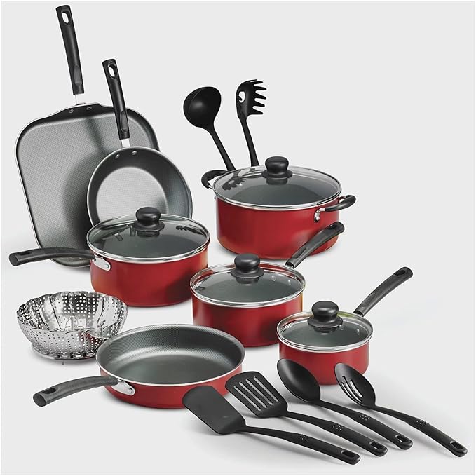 18 Piece Non-stick Cookware Set Steel Gray