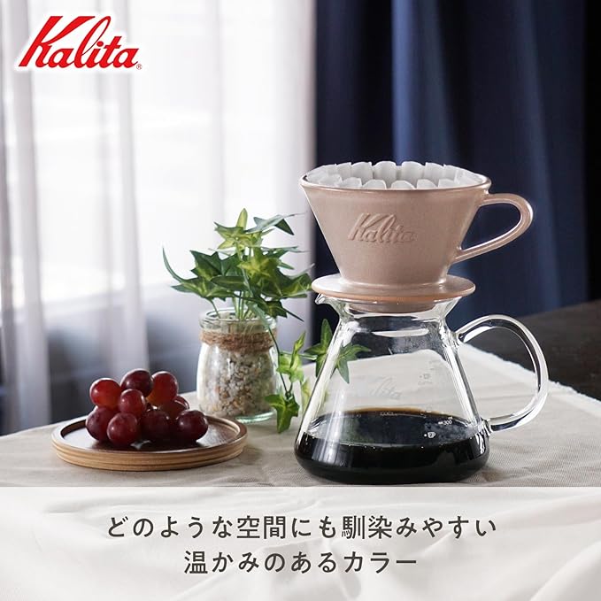 Carita Coffee Dripper Mino Ware High Heat Retention Pottery For 2-4 People Sand Brown #02103 Wave Series Made in Japan Drip Equipment For 2 People For 4 Cups Porcelain Stylish Outdoor