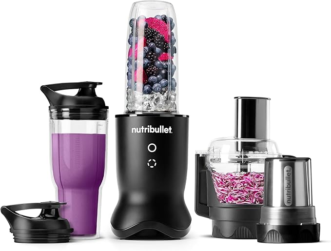 nutribullet® Ultra Plus+ 3-1 Compact Kitchen System 1200W Kitchen System with Blender Food Processor and Coffee and Spice Grinder 32oz and 24oz Blending Cups 2-Cup Food Processor Satin Black