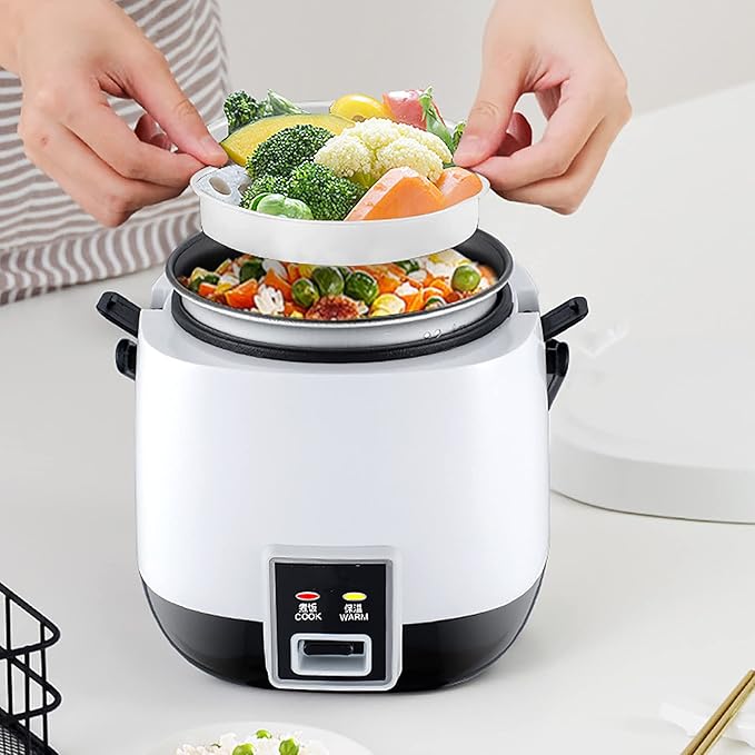 Rice Cooker Rice Cooker Electric Non Stick Rice With Steamer 1.2L Multicooker With Premium Inner Pot And Keep Warm(White)