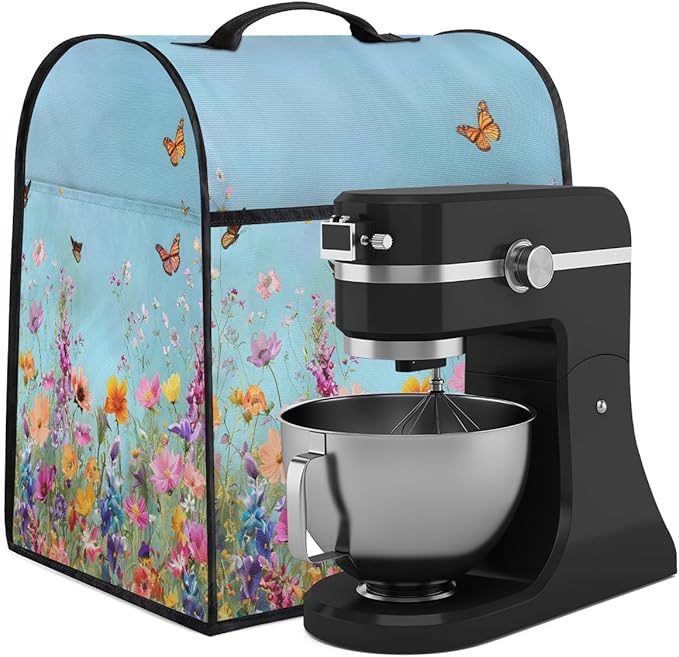 cfpolar Kitchen Aid Mixer Cover Compatible with 6-8 Quarts Flower Animal Butterfly Stand Mixer Cover Kitchen Aid Mixers Accessories Appliance Organizer Bag Dust Covers with Zipper Pocket