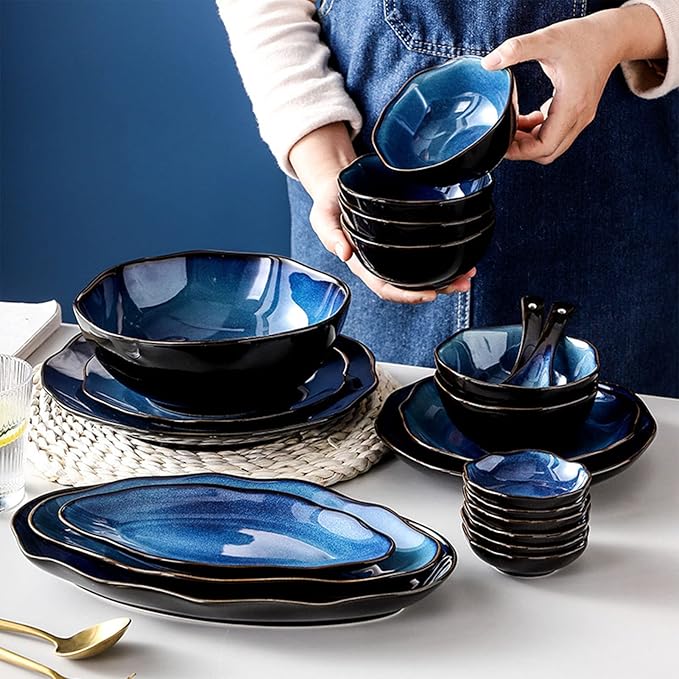 Stoneware Dinnerware Set Kitchen and Dining 23 Piece Porcelain Dinnerware SetsService for 6Ceramics Dishes Dinner Set