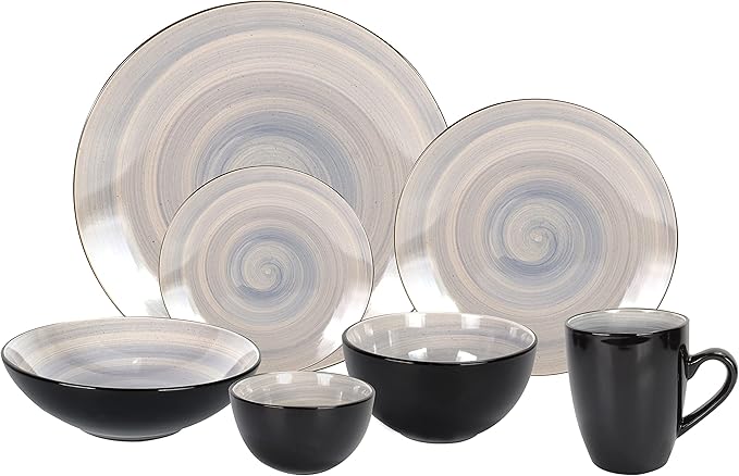 Stoneware Sonoma 56pc Dinnerware Set Black + Speckled Spin Wash Grey