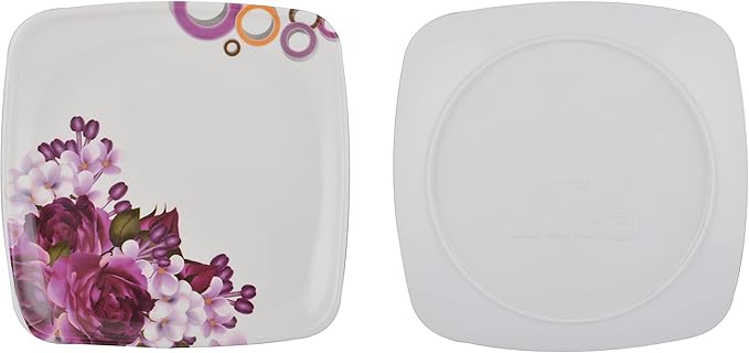 Maharaja Royal Melamine Unbreakable Microwave Safe Dinner Set (White and Purple) -40 Pieces Service for 6