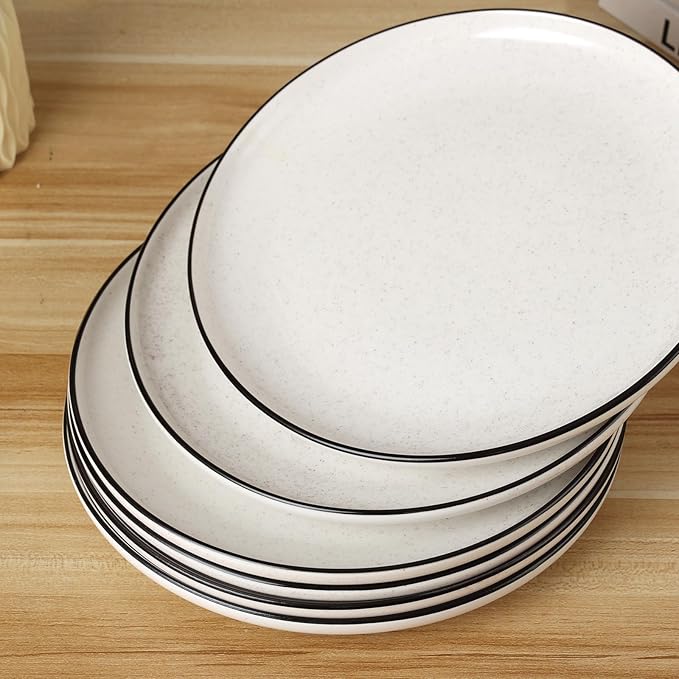 Ceramic White Dinner Plates Set of 6 10.5 Inch Plates for Kitchen Microwave Oven and Dishwasher Safe Modern Dishes Set for PastaSteak Dessert Salad