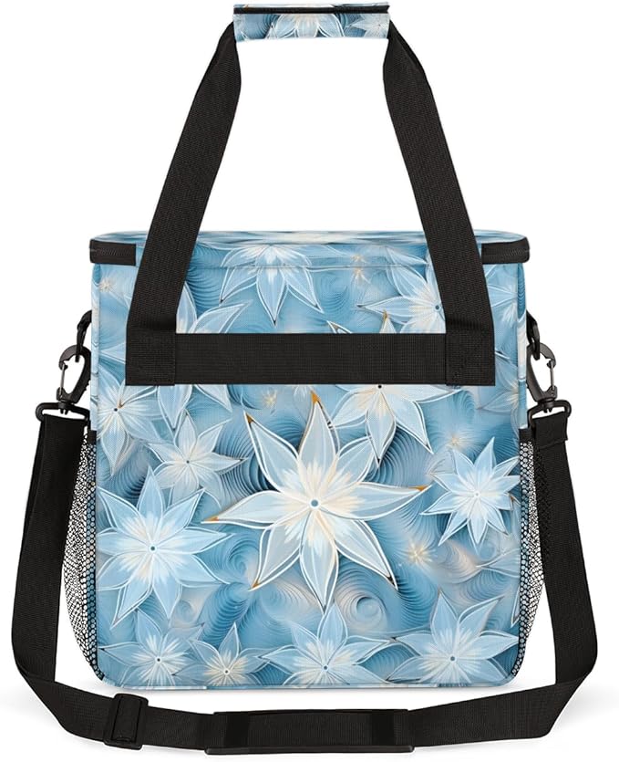 Christmas Flowers Coffee Maker Carrying Bag Xmas Flowers Travel Storage Bag Compatible with K-Mini or K-Mini Plus Single Serve Coffee Brewer Carrying Case with Multiple Pockets &amp Shoulder Strap