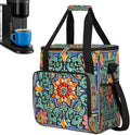 Ceramic Glass Flowers Coffee Maker Carring Bag Travel Carrying Storage Tote Bag Compatible with Keurig K-Mini or K-Mini Plus Portable Single Serve Coffee Brewer Case with Pockets for K-cup Pods
