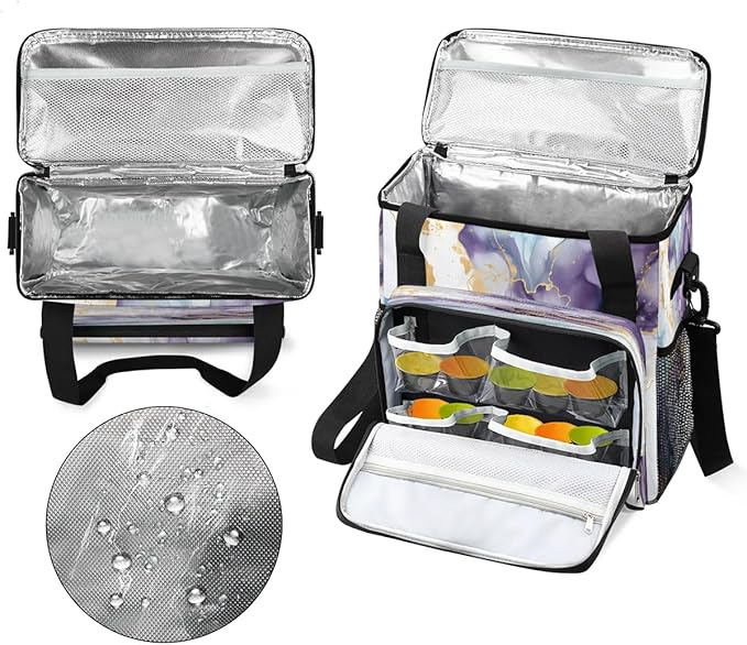 Beautiful Marble Themed Coffee Maker Carrying Bag Compatible with K-Mini or K-Mini Plus Portable Single Cup Coffee Maker Case with Pockets for K Cup Pods
