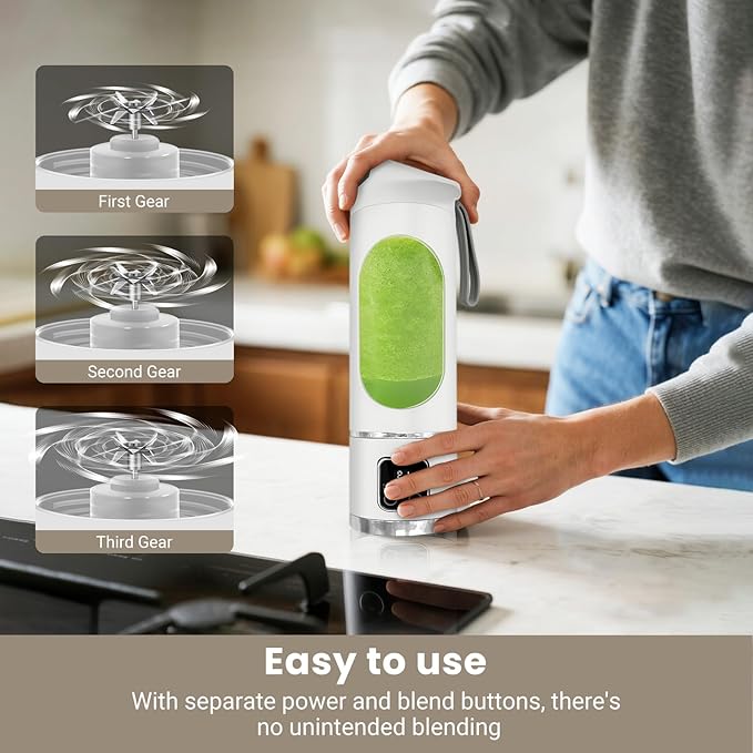 Portable Blender Personal Electric USB500ML Portable juicer Shakes and Smoothies BlenderSmall BlendersMixingCompact、Convenient and Versatile (White)