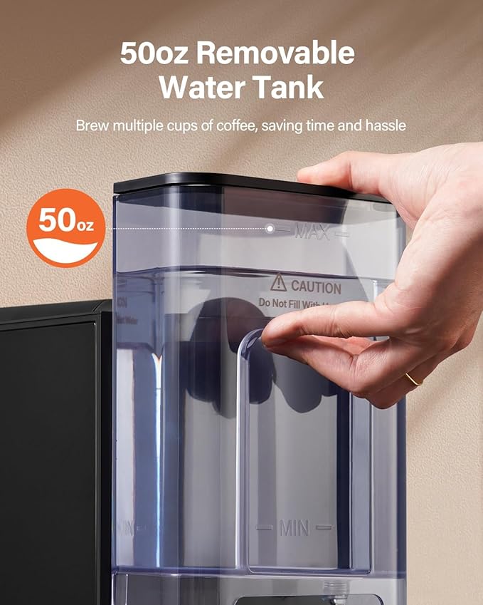 SHARDOR Single Serve Coffee Maker 2.0 Hot and Iced Coffee Machine for K Cup Pods &amp Ground Coffee 6 to 14 oz Brew Sizes 50 oz Removable Water Tank Bold Brew Setting Stainless Steel Black