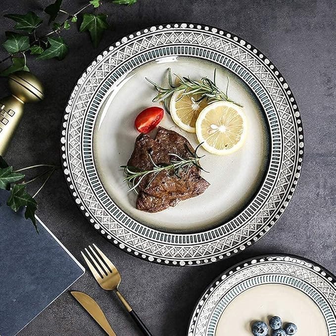 Dinnerware Set Luxury Family Dinner Service Set Dinnerware Sets Porcelain Dish Sets Including Bowl Set/Dessert Plates/Soup Plates/Dinner Plates/Saucers18 Piece Set