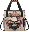 Skull Flowers Coffee Maker Carrying Bag Portable Travel Storage Tote Bag Compatible with K-Mini or K-Mini Plus Single Serve Coffee Brewer Carrying Case with Multiple Pockets &amp Shoulder Strap