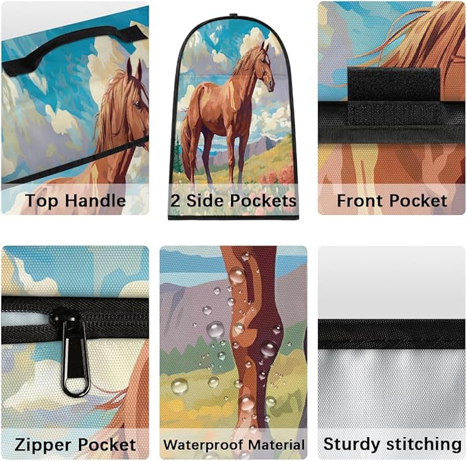 Kitchen Aid Mixer Cover Flower Horse Autumn Stand Mixer Cover Compatible with 6-8 Quarts Stand Mixers Dust Covers with Zipper Pocket Foldable Washable Kitchen Aid Organizer Bag