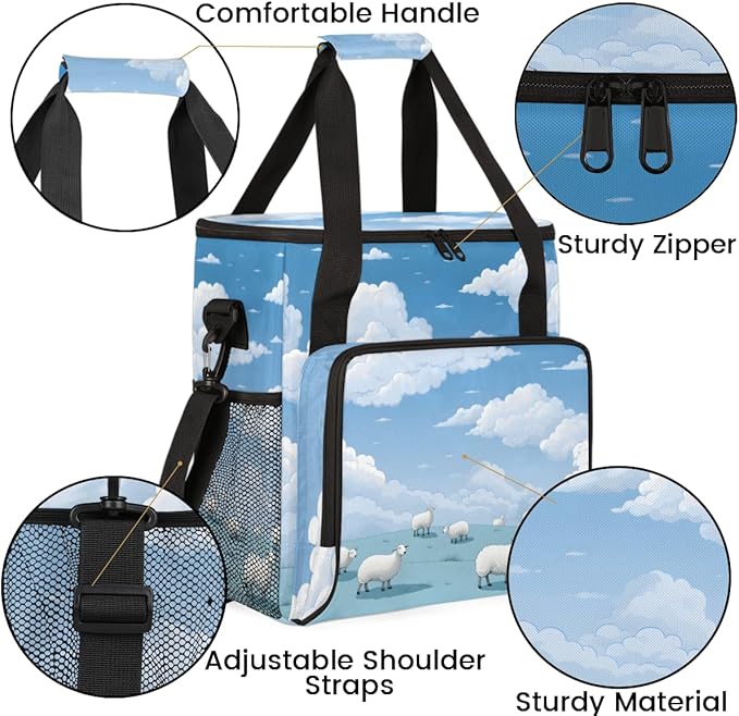 Sheep Steppe Coffee Maker Carrying Bag Blue Sky Cloud Travel Storage Bag Compatible with K-Mini or K-Mini Plus Single Serve Coffee Brewer Carrying Case with Multiple Pockets &amp Shoulder Strap