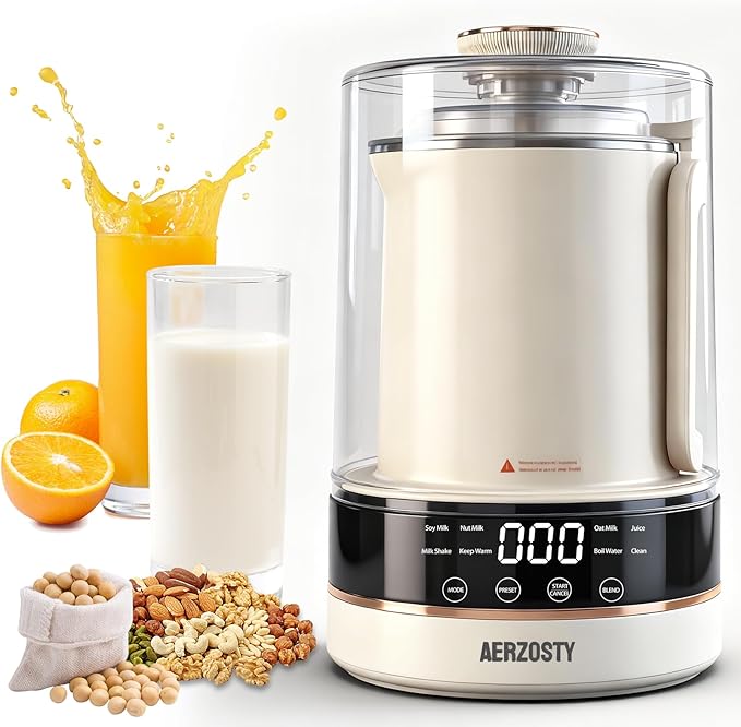 10 in 1 Nut Milk Maker Machine 40oz/1.0L Soy Milk Maker with Auto Clean/24H Delay/Keep Warm/Boil Water Almond Milk Maker for Homemade Oat Juice Milk Shakes Plant Based and Dairy Free Beverages