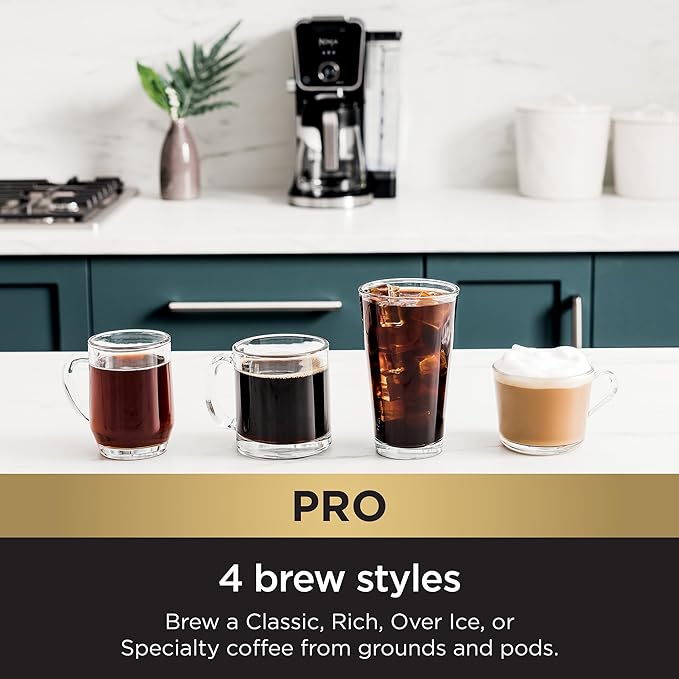 Ninja Drip Coffee Maker With K Cup Combo DualBrew Pro Specialty Coffee System Coffee Machine Compatible with K-Cup Pods 12 Cup Single Serve Coffee Makers with Paper Filter CFP301