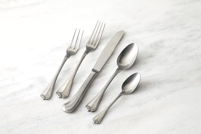 Fortessa San Marco 18/10 Flatware 5 Piece Place Setting Service for 1 Antique Silver