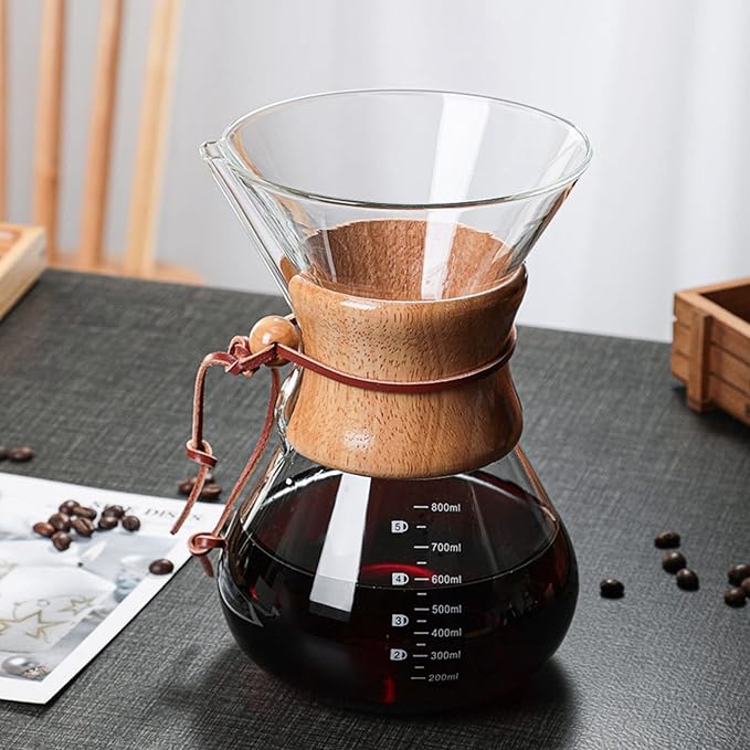 Glass Coffee Carafe Mini Coffee Maker Coffee Brewer 800ml Double Layer Filter Glass Coffee Pot for Cafe