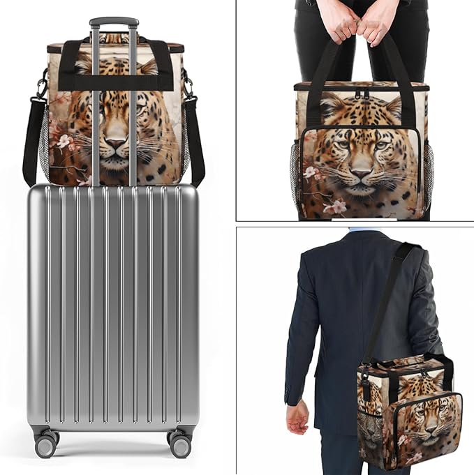 Tiger Coffee Maker Carrying Bag Plum Blossom Portable Travel Storage Tote Bag Compatible with K-Mini or K-Mini Plus Single Serve Coffee Brewer Carrying Case with Multiple Pockets &amp Shoulder Stra