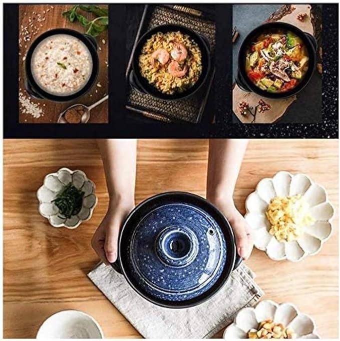 Clay Pot for Cooking Earthenware Clay Rice Pot Rice CookerStove Stew PotHot PotCeramic Casserole with LidHeat Resistant Stock Pot for Steam Simmering