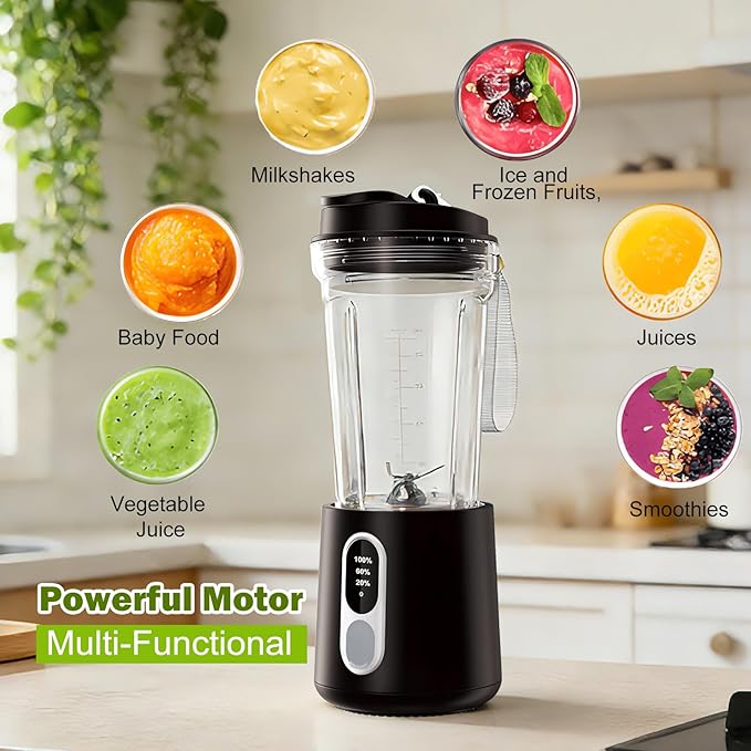 Portable Blender for Smoothies Personal Blender: 500ML Electric Juicer 300 Watt Small Blenders for Shakes and Smoothies Portable juicer for Baby Food Travel Beach Office Sports