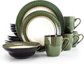 16-Piece Stoneware Dinnerware Set for 4 – Durable Microwave &amp Dishwasher Safe