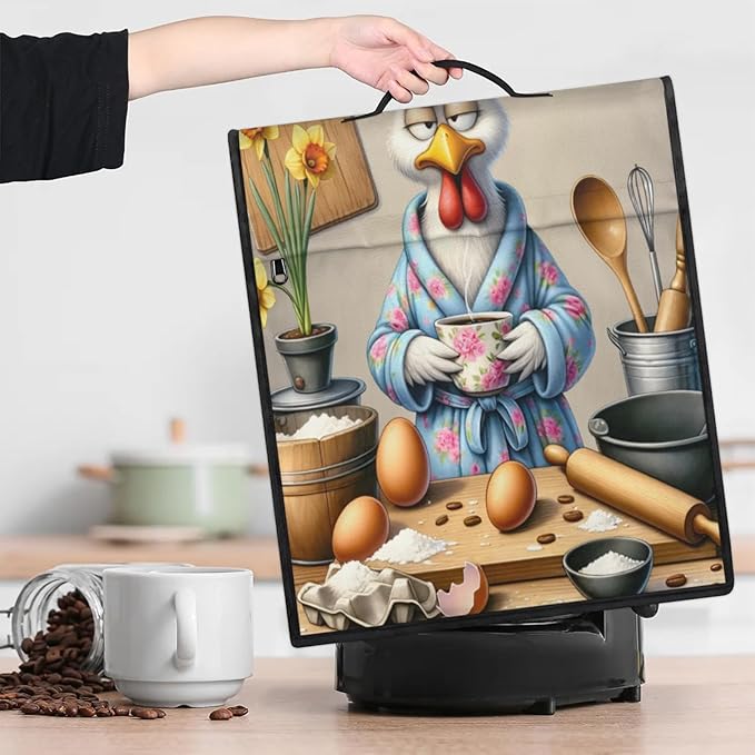Kitchen Aid Mixer Cover Flower Rooster Funny Stand Mixer Cover Compatible with 6-8 Quarts Stand Mixers Dust Covers with Zipper Pocket Foldable Washable Kitchen Aid Organizer Bag