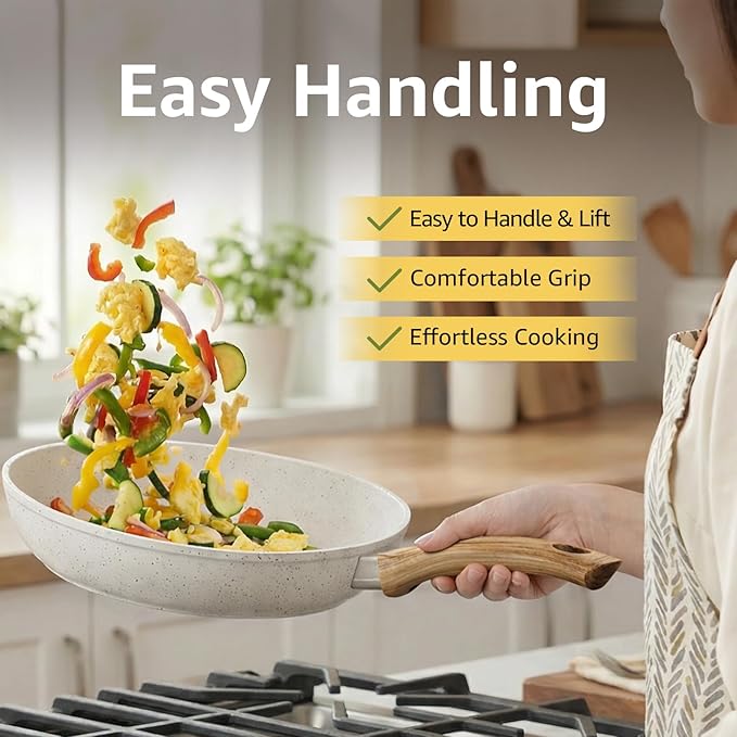25Pcs Pots and Pans Set Non Stick Ceramic Cookware with Titanium-Reinforced Nonstick Coating PFAS-Free &amp Induction Ready Long-Lasting Performance Full Kitchen Set with 3 Casseroles