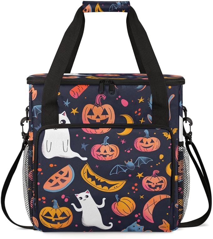 Gothic Pumpkin Coffee Maker Carrying Bag Cute Pumpkin Travel Storage Bag Compatible with K-Mini or K-Mini Plus Single Serve Coffee Brewer Carrying Case with Multiple Pockets &amp Shoulder Strap